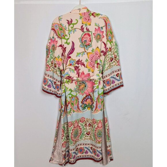 EMILY IN PARIS Zara BLOGGER FAV S Floral Boho Multicolor Belt Kimono Robe Dress - Picture 4 of 16